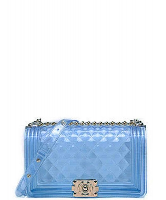 Stylish Diamond Pattern Tender Jelly Crossbody Bag 7080 BLUE